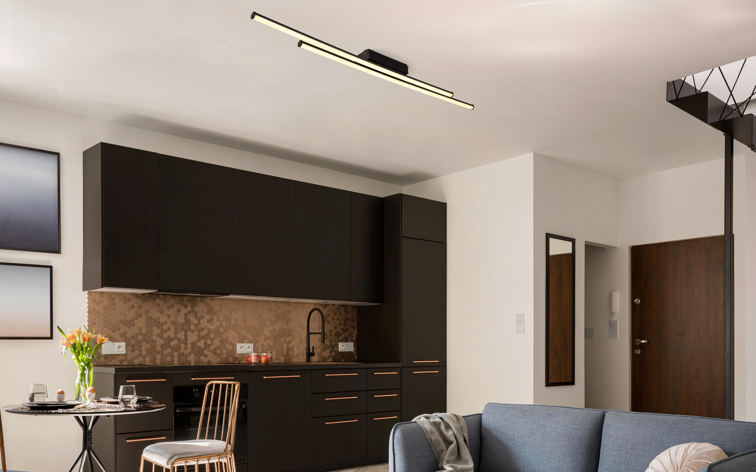 Thumbnail - GLOBO LED-Deckenleuchte KIRINA 67342-24D schwarz Kunststoff Metall B/H/L: ca. 6x6,6x110 cm 1 Brennstellen