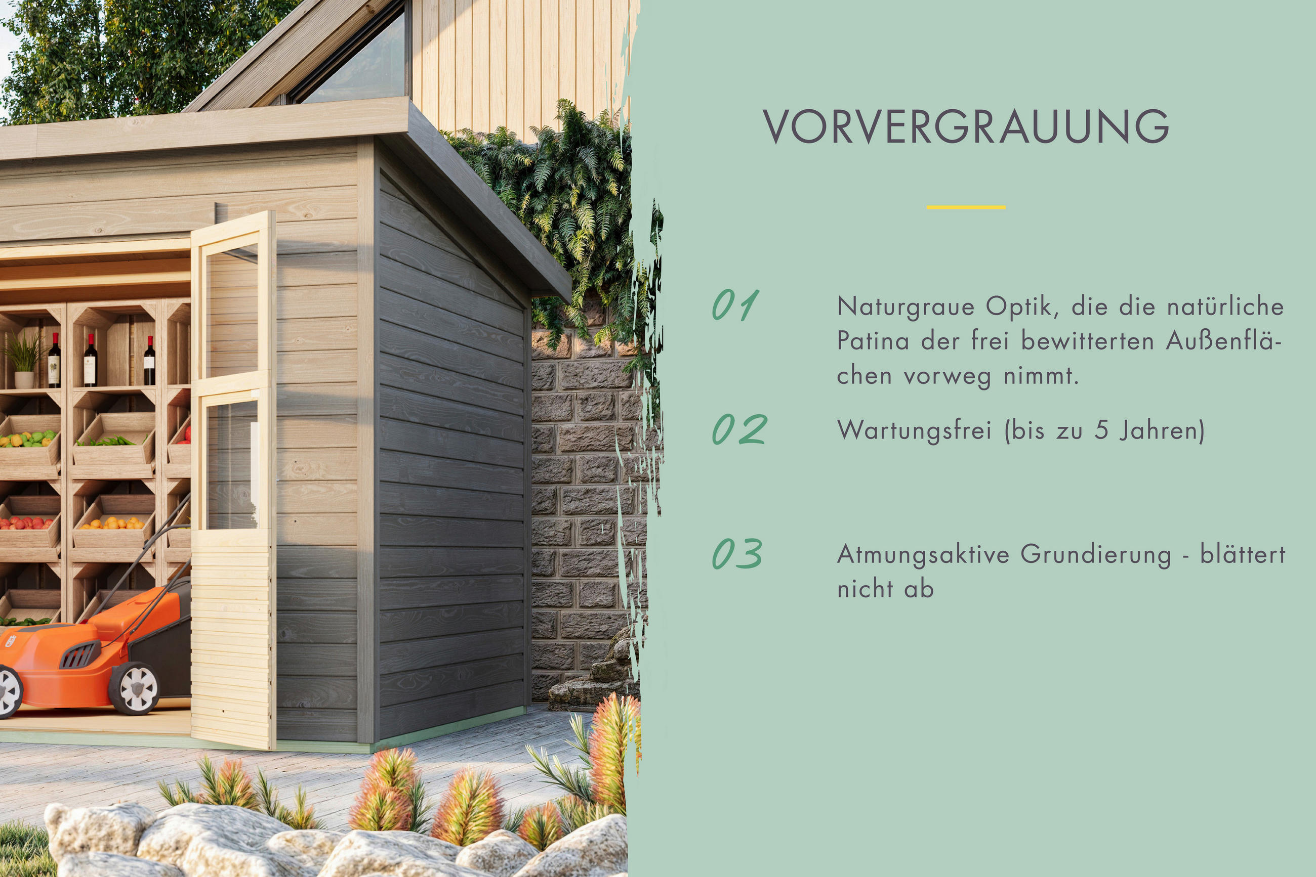 Thumbnail - Karibu Gartenhaus Tony 0,5 grau B/H/T: ca. 212x219x154 cm