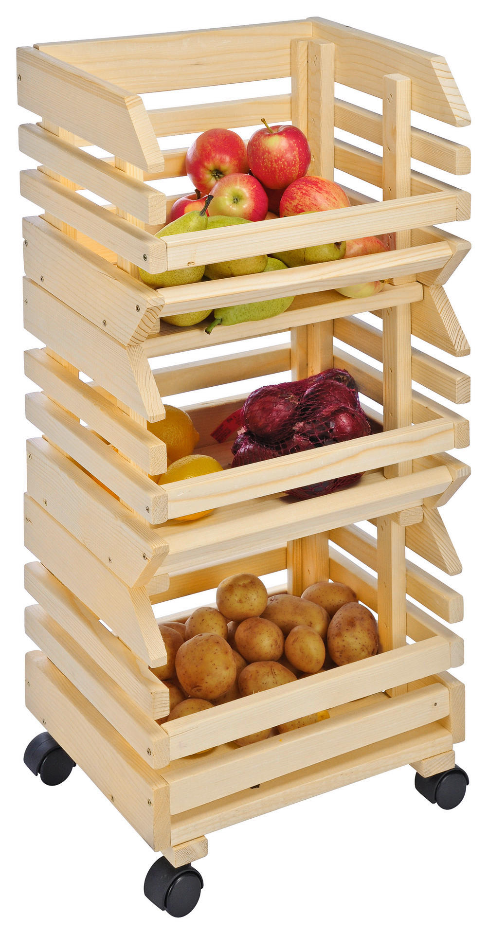 HI Obsthorde 3-teilig natur Kiefer B/H/T: ca. 37x80x25 cm