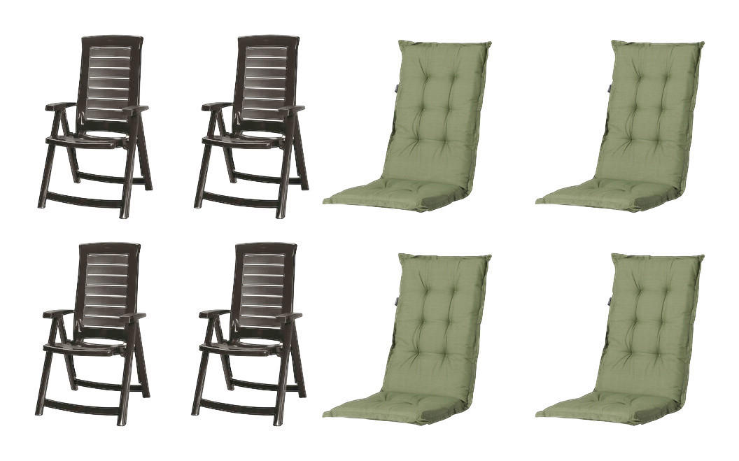 JARDIN,MADISON Klappsessel Set + Auflagen Aruba Graphit Kunststoff B/H/L: ca. 72x110x61 cm