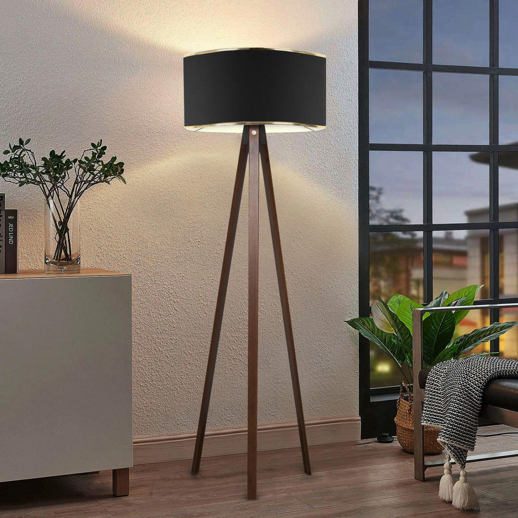 Thumbnail - Opviq Stehleuchte schwarz Holz B/H/T/L/D: ca. 38x140x38x38x38 cm E27 1 Brennstellen