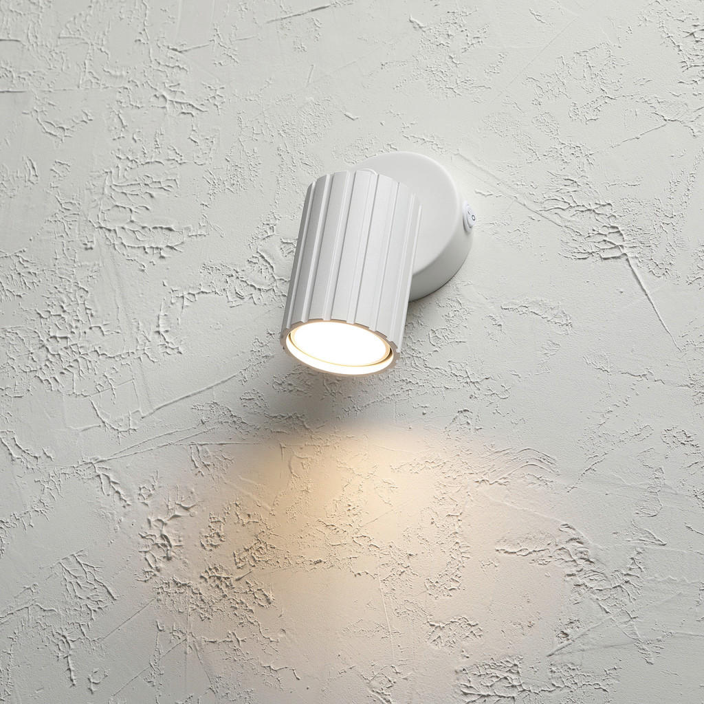 Thumbnail - Lamkur Wandleuchte weiß Stahl B/H/L: ca. 8x16x8 cm GU10 1 Brennstellen