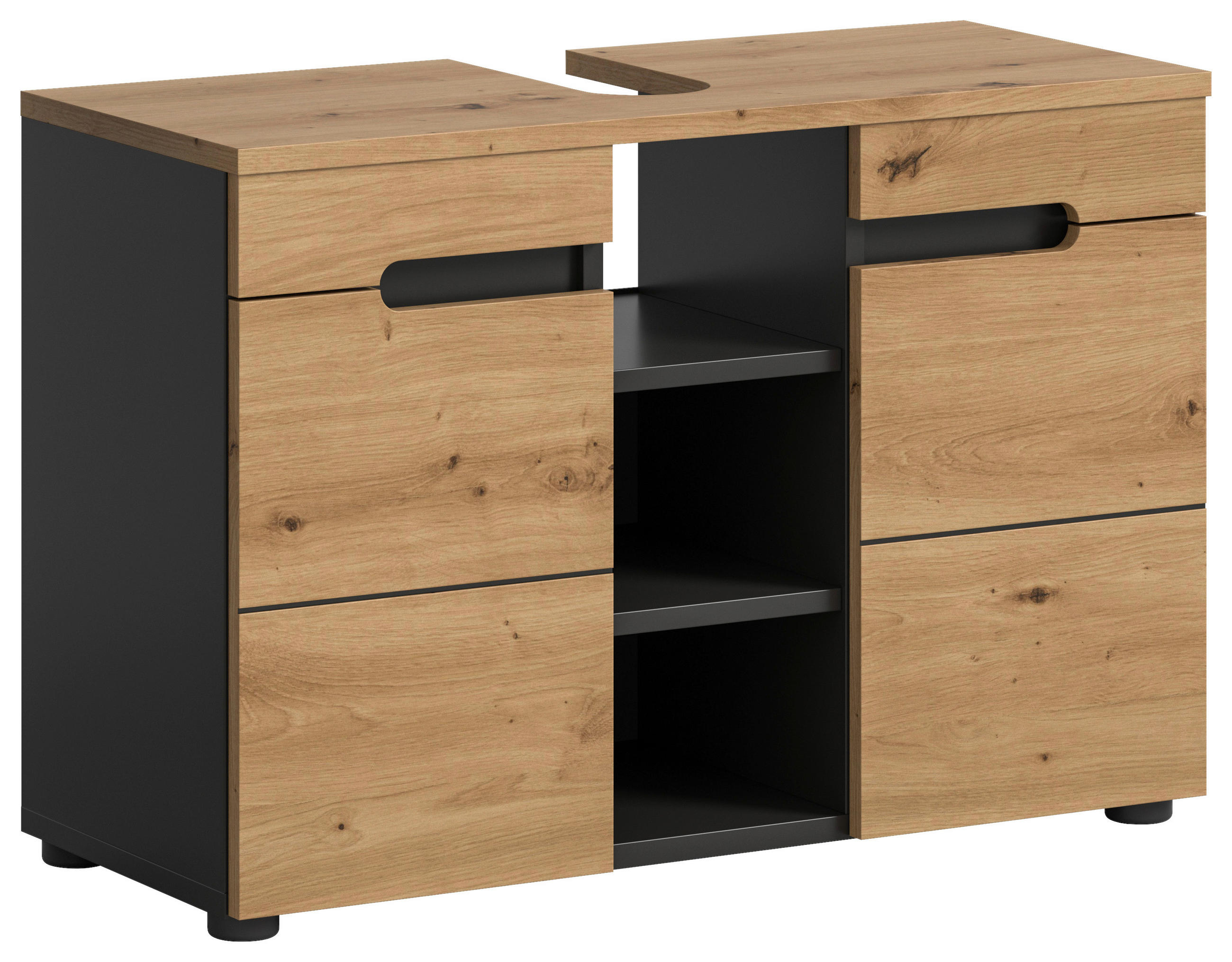 Waschbeckenunterschrank Canu Basalt Eiche Artisan Nachbildung B/H/T: ca. 80x55x34 cm
