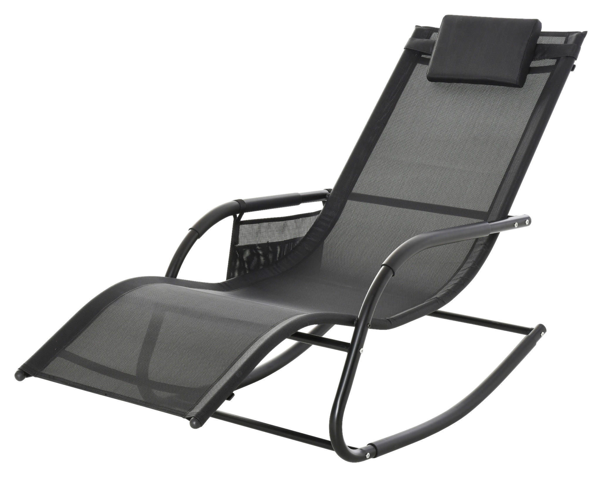 Thumbnail - Outsunny Schaukelstuhl schwarz Metall B/H/L: ca. 62x88x150 cm