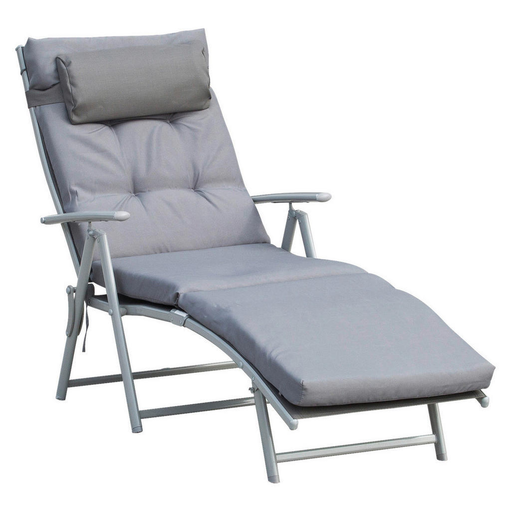 Thumbnail - Outsunny Sonnenliege grau Metall B/H/L: ca. 64x101x180 cm