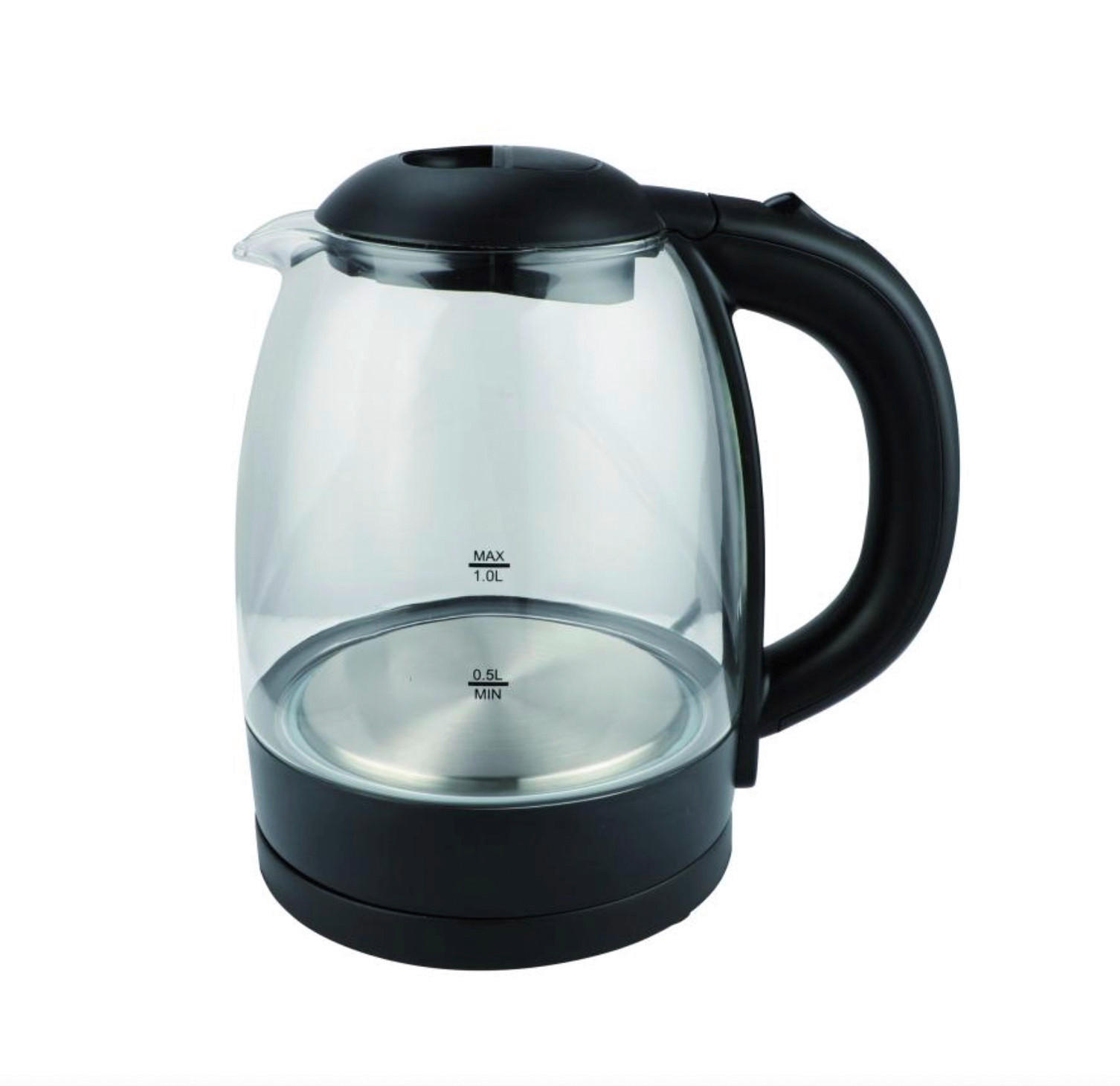 Elta Glas-Wasserkocher GWK-1000.1 transparent schwarz Glas Kunststoff B/H/T: ca. 21x22x18 cm ca. 1 l