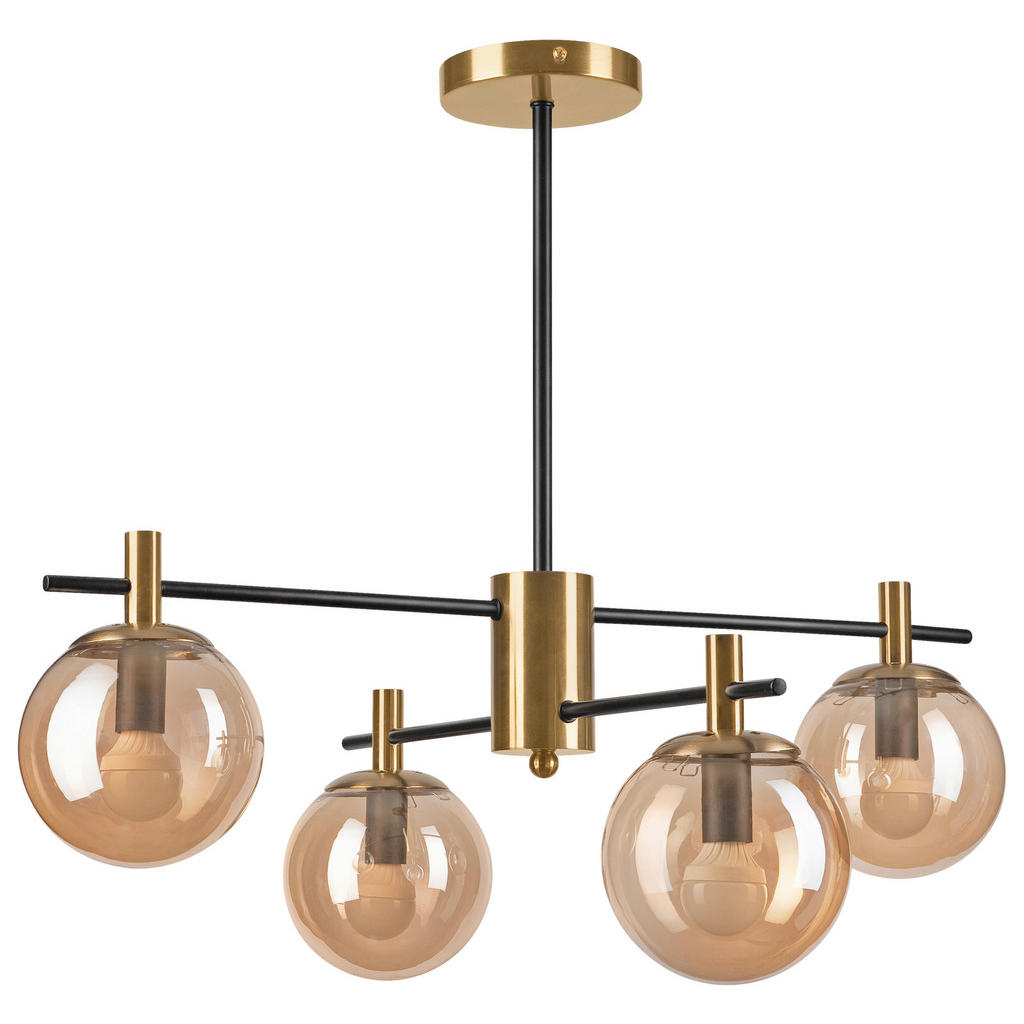 Lamkur Deckenleuchte Lilou gold Stahl Glas B/H/L: ca. 51x53x51 cm E14 6 Brennstellen