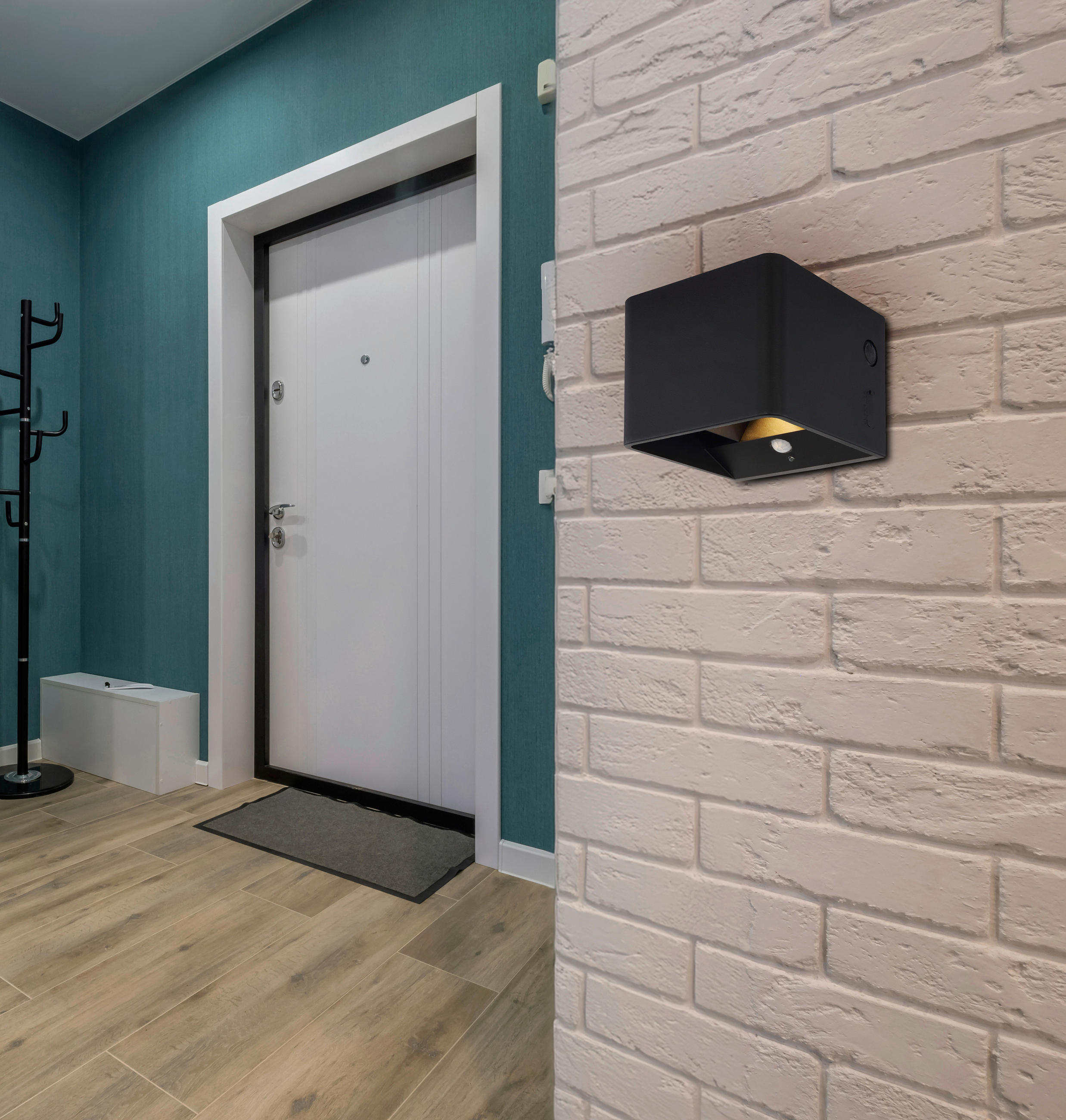 Thumbnail - GLOBO LED-Wandleuchte klar mattschwarz PVC Kunststoff Metall B/H/L: ca. 10,1x8x10,2 cm 1 Brennstellen