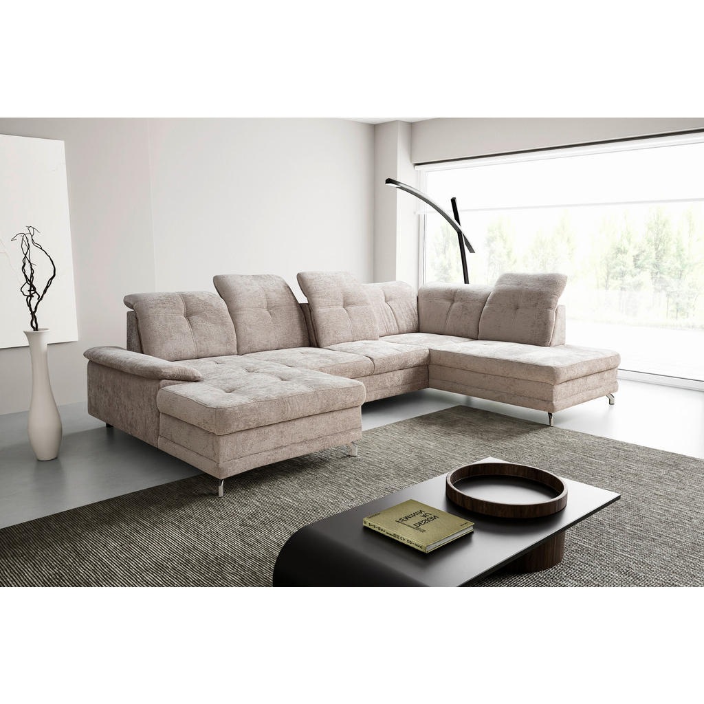 Thumbnail - Wohnlandschaft Kendo beige Microfaser B/H/T: ca. 337x105x172 cm