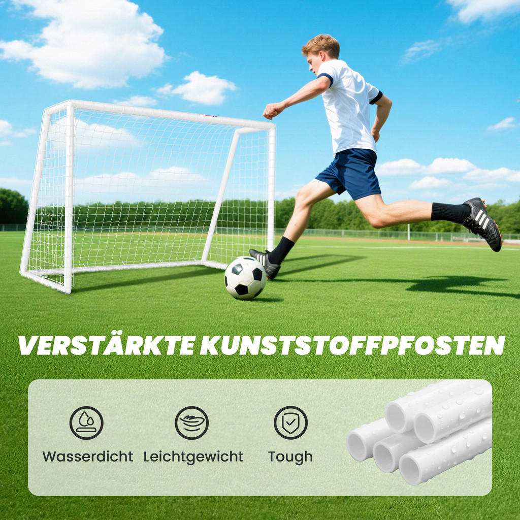 Thumbnail - SPORTNOW Fußballtor weiß B/H/L: ca. 92x124x180 cm