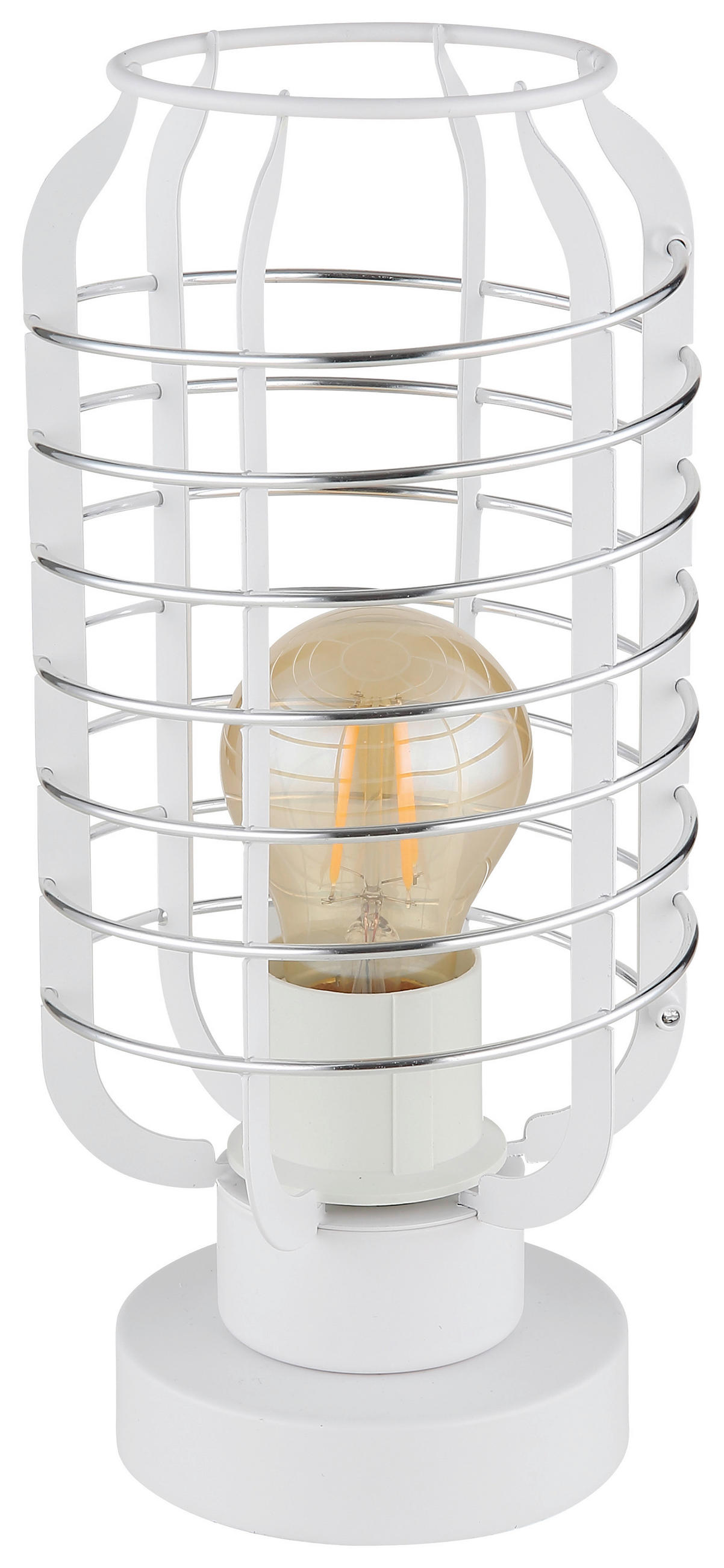 GLOBO Tischleuchte Chrom weiß Aluminium Metall B/H/L: ca. 18x19x33 cm E27 1 Brennstellen