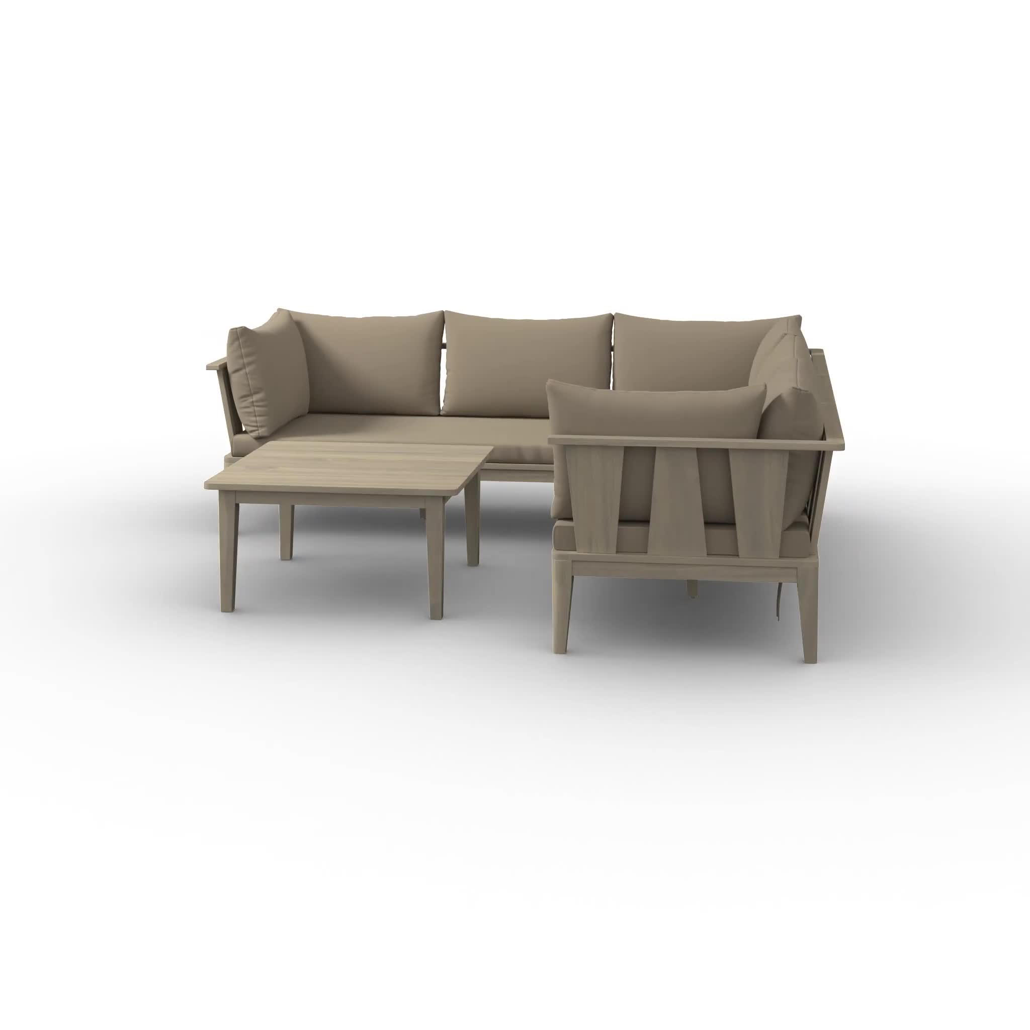 Set mobilier terasă, colțar cu măsuță, bej, includ